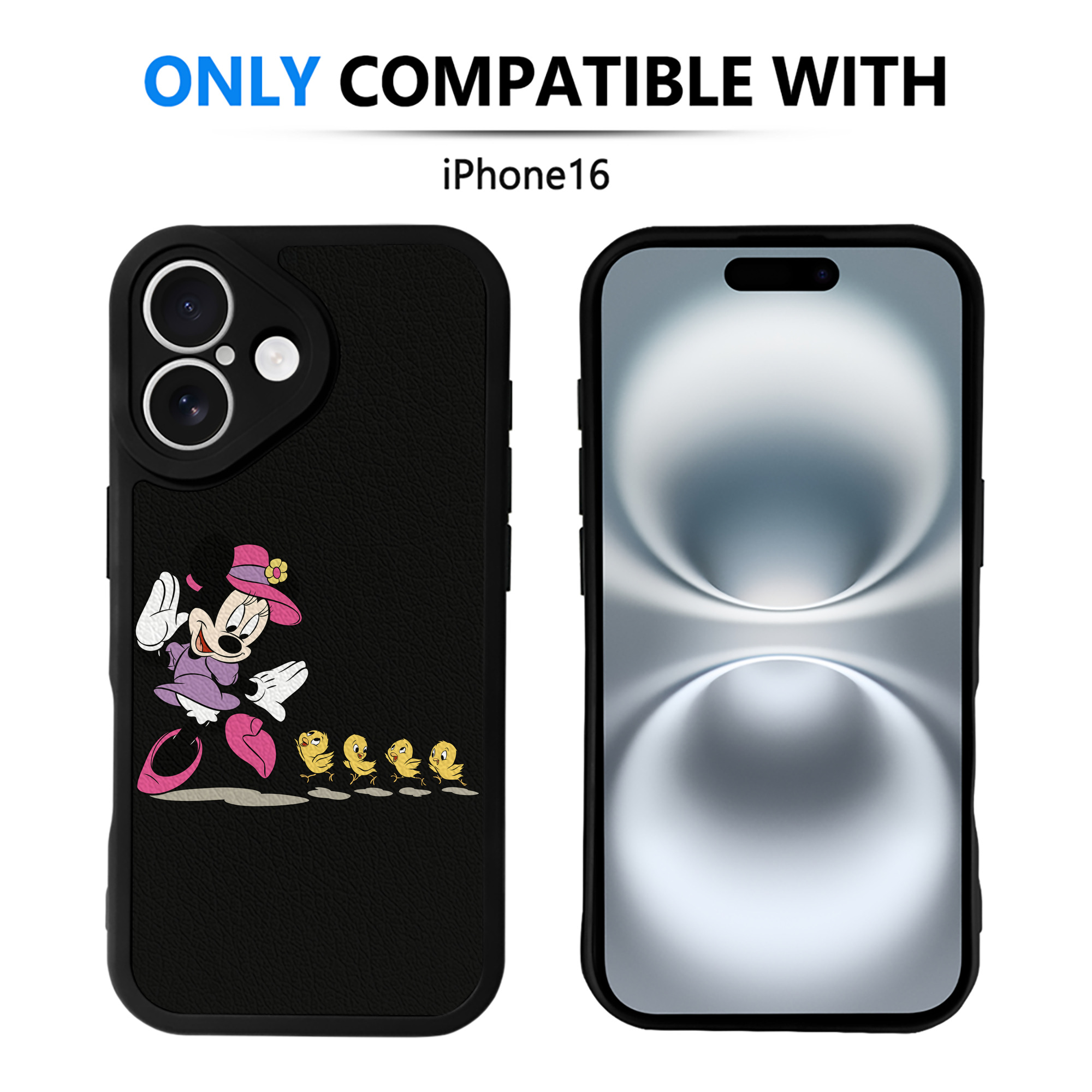 （画像用） ミッキーマウス Mickey Mouse 【iPhone 16シリーズ対応】シリコンスマホケース（レザー調） 材質：シリコン